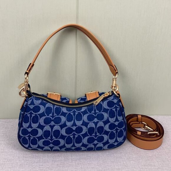 COACH Ashton Baguette Signature Denim Blue CQ184 Outlet NEW - Picture 7 of 9